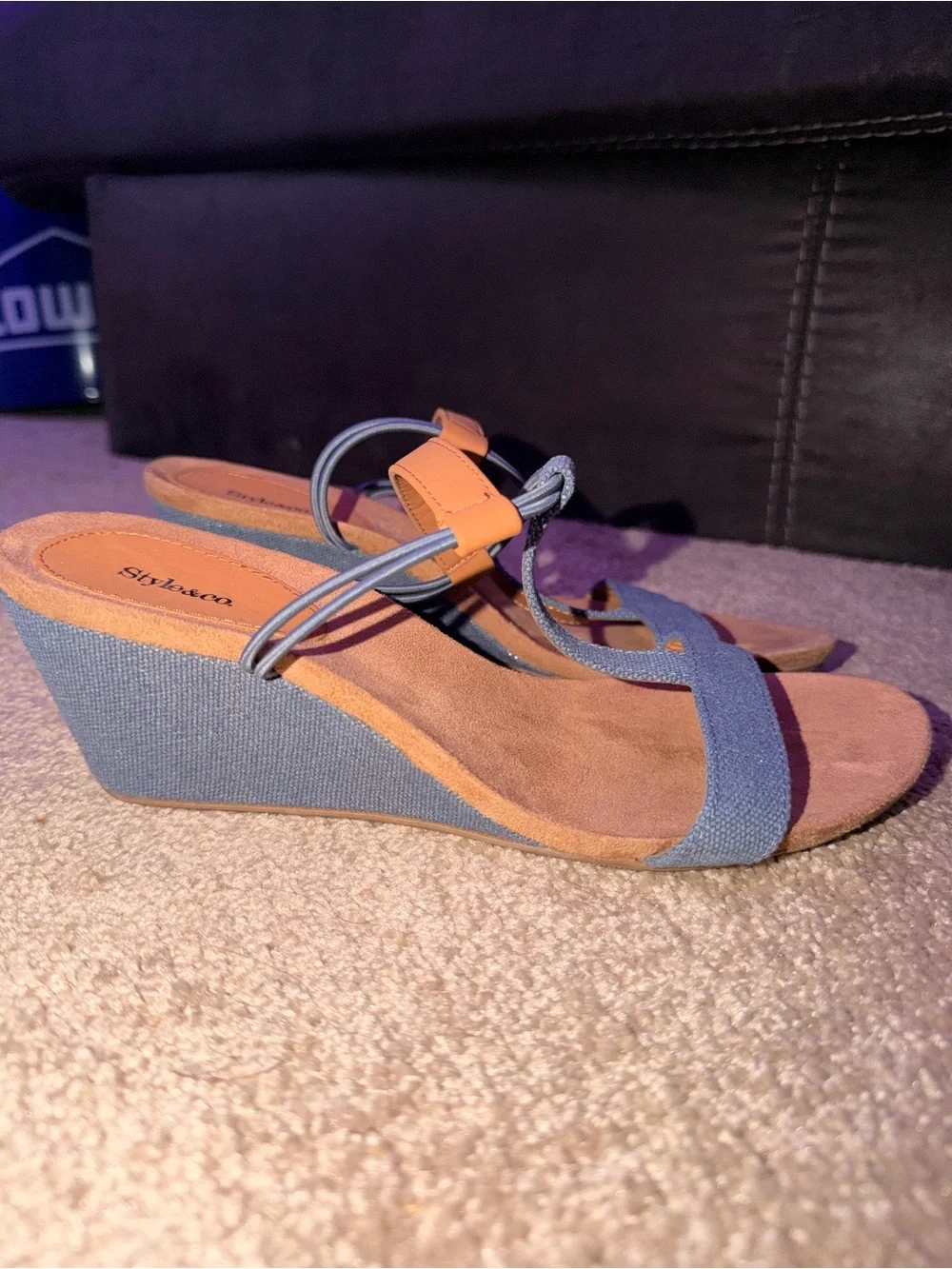 Style & Co. Blue and Tan Strappy Women's Sandals